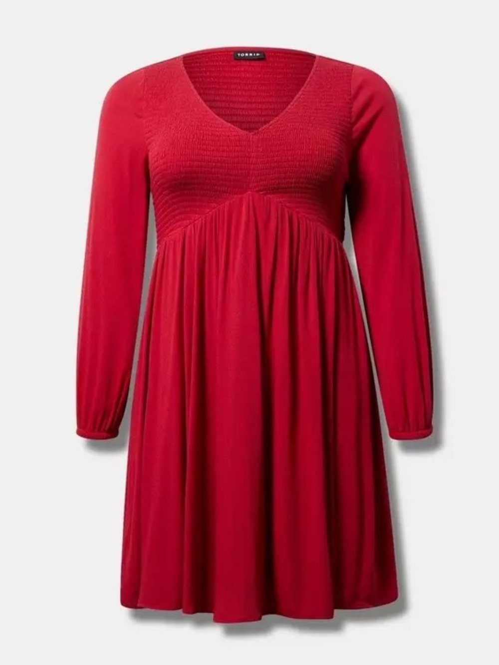 torrid Red V‑Neck Long‑Sleeve Empire Waist Dress